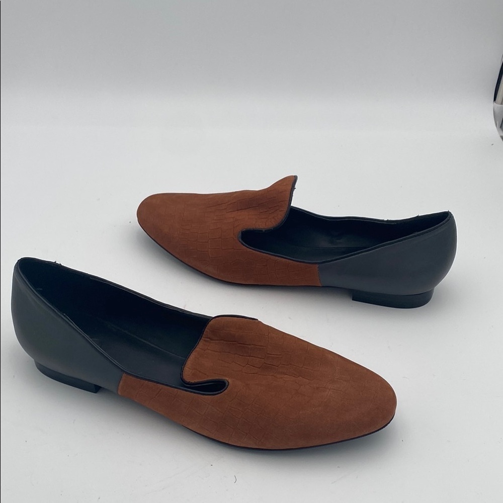 Logo Brown gray Women's leather Loafers Meryl moccasin 10M casual office retro